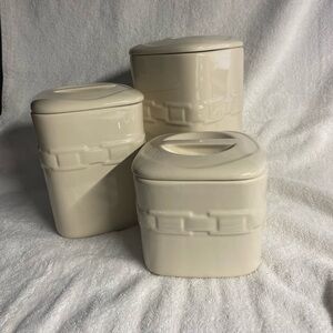 Longaberger 3 pc Ivory Canister set